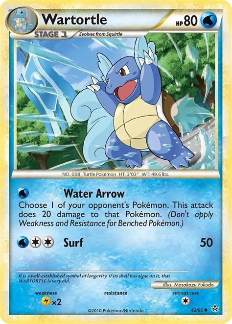 Pokémon Heartgold And Soulsilver Unleashed Card 42 Wartortle Standard