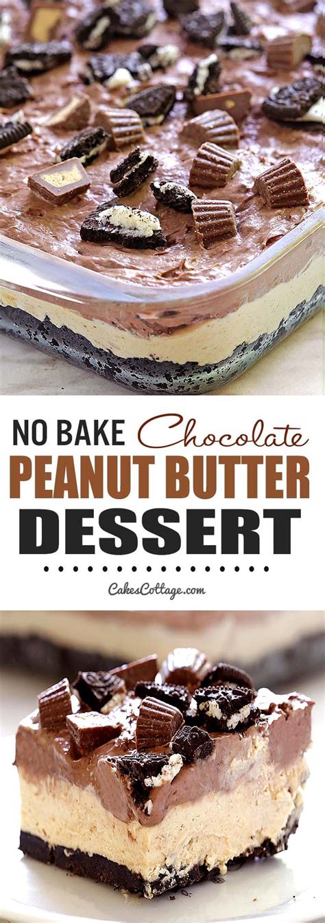 No Bake Chocolate Peanut Butter Dessert - Cakescottage
