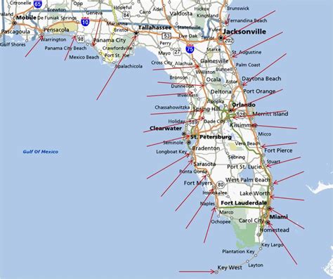 Florida Panhandle Map Map Of Florida Coast Beaches Printable Maps