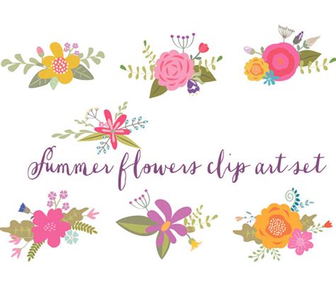 Summer Flowers Bright Floral Clip Art Wedding Clipart 2236780 Weddbook