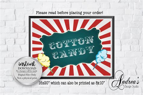 Cotton Candy Booth Sign Carnival Theme Cotton Candy Sign Cotton Candy