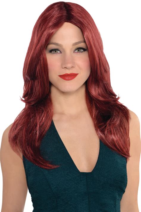 Long Blowout Hair Wig Red One Size Wearable Costume Accessory For