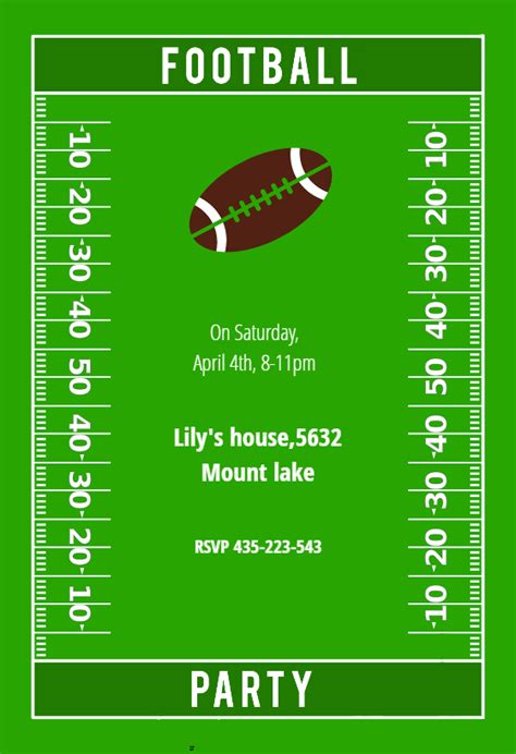 football party sports games invitation template