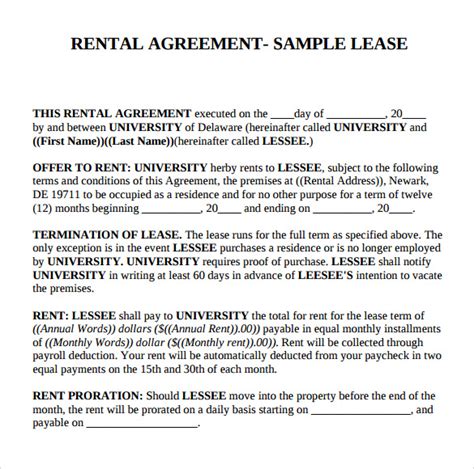 Free 13 Sample Basic Rental Agreement Templates In Pdf Ms Word Excel