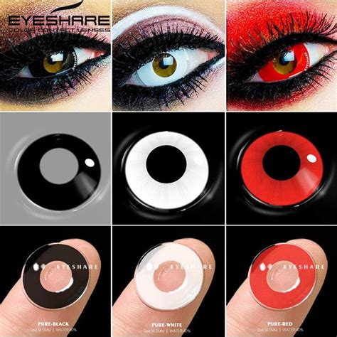 Buy 2pcs1 Pair Anime Color Contact Lenses Pure Black White Cosplay Eye