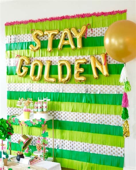 Stay Golden Party Backdrop From A Stay Golden St Patricks Day Party