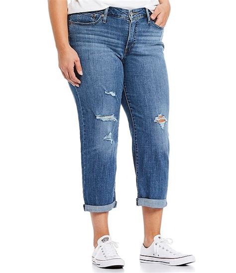 Levis Plus Size Distressed Crop Boyfriend Jeans Dillards