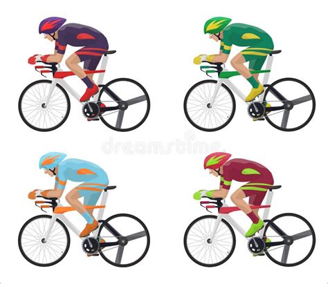 Set Of Different Racing Cyclist In Action Bicyclist Silhouettes Vector