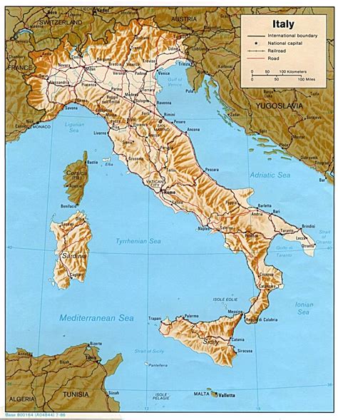 1up Travel Maps Of Italyitaly Shaded Relief Map 1986 253k