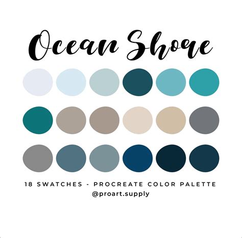 Ocean Shore Procreate Color Palette Hex Codes Blue Gray Etsy Color