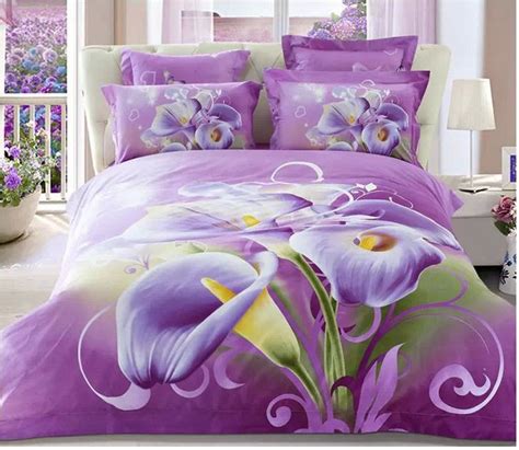 Still struggling to find the best king size bed set for you? 3D Purple floral bedding comforter sets king queen size ...