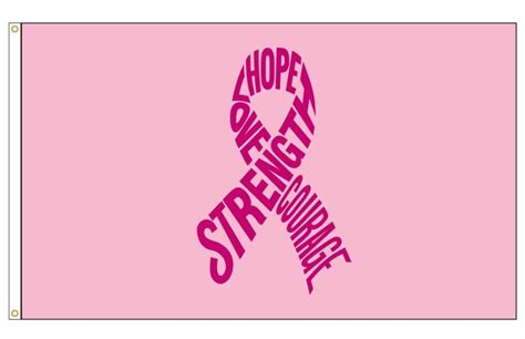 Strength Hope Love Courage Pink Ribbon Flag Cancer Awareness Flag