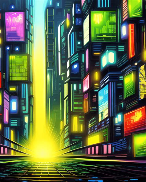 Cyberpunk City Digital Graphic · Creative Fabrica
