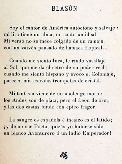 Blasón José Santos Chocano Poema Original