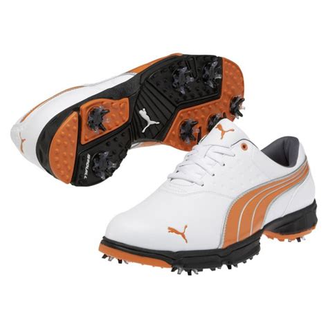 Golf shoes, spikeless golf shoes, casual shoes, walking shoes and more from footjoy, adidas, puma, nike, ecco, ashworth and true. Puma Amp Sport Golf Shoes - Mens White/Orange at InTheHoleGolf.com