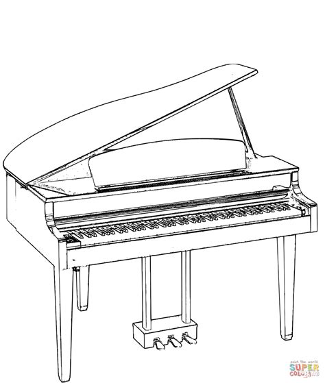 Surfnetkids » coloring » objects » music » music, grand piano. Grand Piano coloring page | Free Printable Coloring Pages