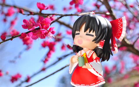 Cherry Blossoms Chibi Drink Figure Flowers Hakurei Reimu Japanese