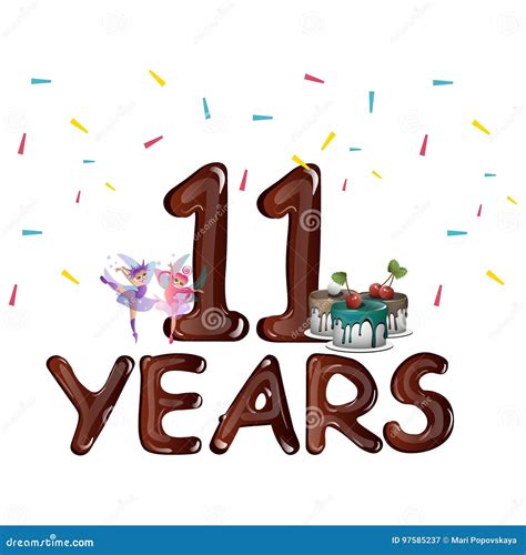 11th Birthday Party Pink Clip Art Vector Illustration | CartoonDealer