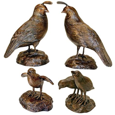 Design Toscano California Quail Solid Cast Bronze Garden Statue Set Piece Pn The Home