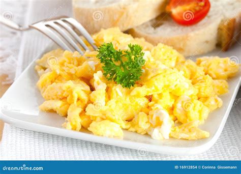 Scrambled Eggs With Bread Stock Photo Image Of Fried 16912854