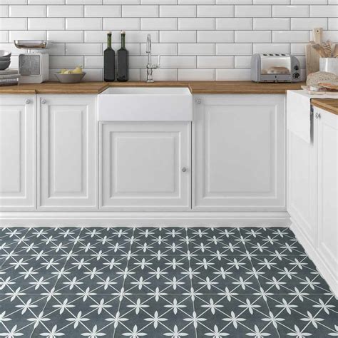 Laura Ashley Wicker Charcoal Floor Tile 33x33cm Luxury Tiles