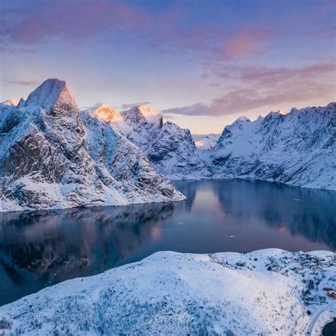Norway Lofoten Mountains Winter Bay Snow Ipad Wallpapers Free Download