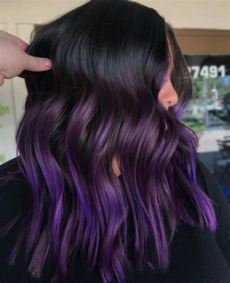 How To Dip Dyed Violet Hair Styles Dark Purple