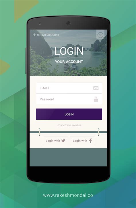 android travel app login screen  behance
