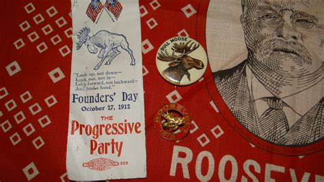 1912 Progressive Party Founder’s Day Flag With 1912 T Roosevelt Pin And Bull Moose Party Pin