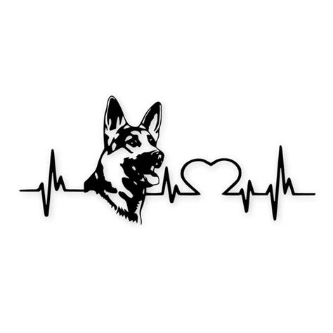 German Shepherd Heartbeat Dog Heart Car Decal Sticker Decalfly