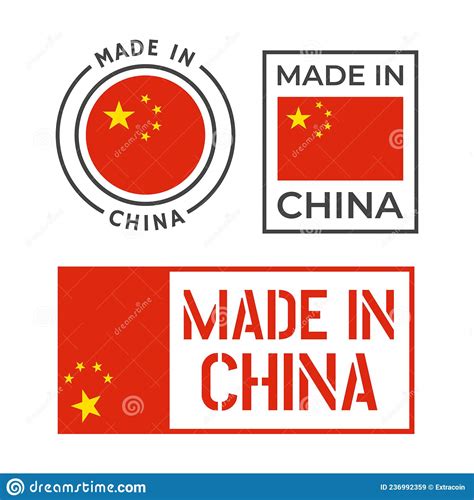Hecho En China Icono Set Etiquetas De Productos Chinos Ilustración Del