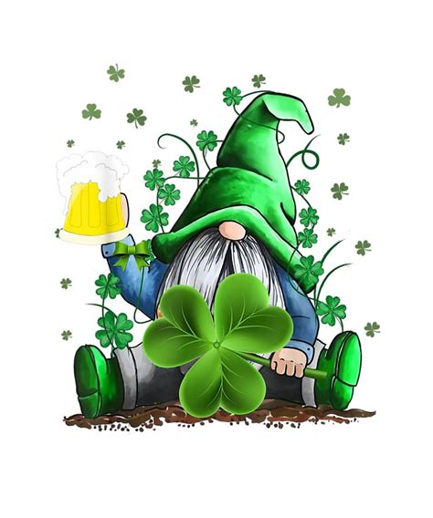 St Patrick S Day Gnome Drinking Beer And Holding A Clover Sublimation