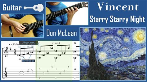 Vincent Starry Starry Night Don Mclean Guitar Notation Tab