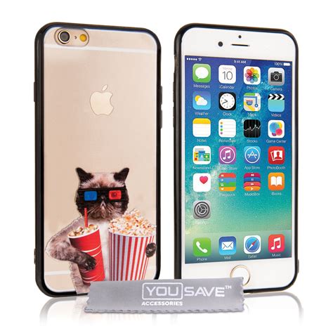 Yousave Accessories Iphone 6 And 6s Fun Case Popcorn Cat Design