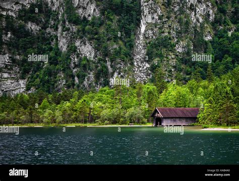 Boathouse On Lake Königssee Berchtesgardener Land Bavaria Germany
