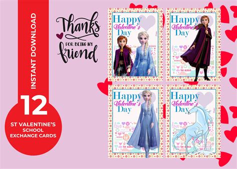 Frozen 2 Valentine Cards Printables Valentines Exchange Etsy