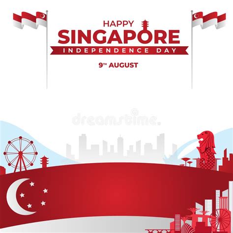 Singapore National Day Banner Design Stock Illustrations 987