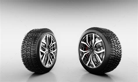 Wheels With Modern Alu Rims On White Background Stock Photo By Photocreo