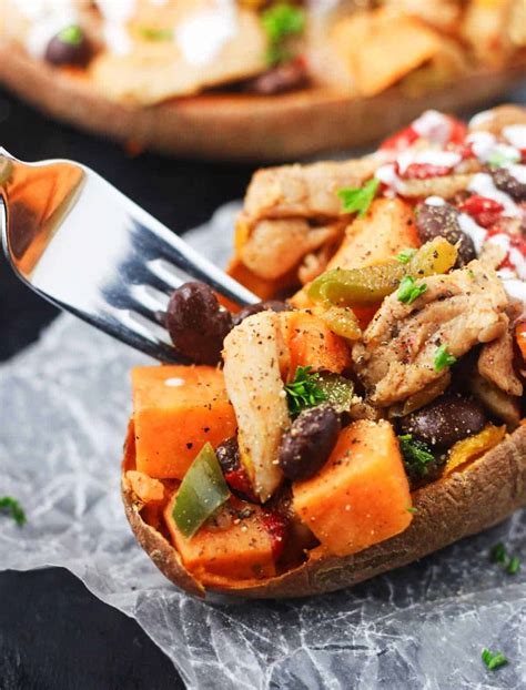 This is so simple and easy to make. Chicken Fajita Stuffed Sweet Potatoes - It's Cheat Day ...