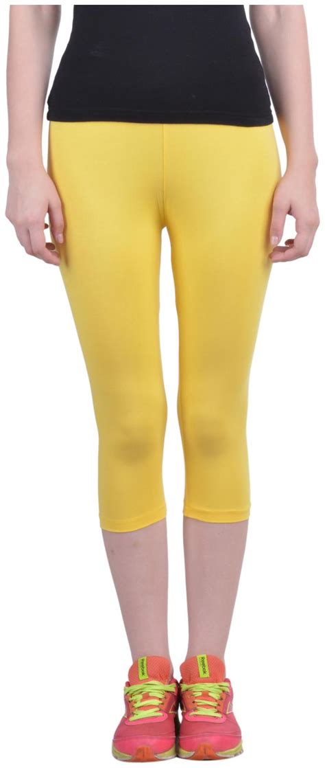 Buy Dollar Missy Womens Cotton Slim Fit Attractive Yellow Capri Online