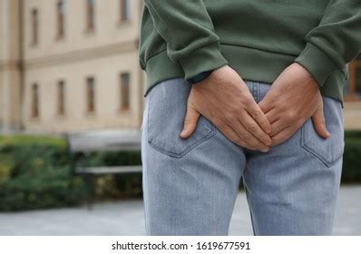 Man Suffering Hemorrhoid Pain Outdoors Back Stock Photo Shutterstock