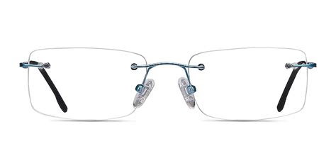 Woodrow Rectangle Blue Rimless Eyeglasses Eyebuydirect