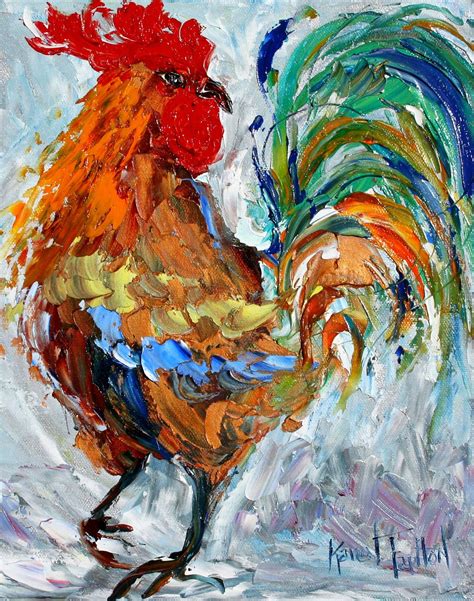 Fine Art Print Rooster Dance Made From Image Of Oil