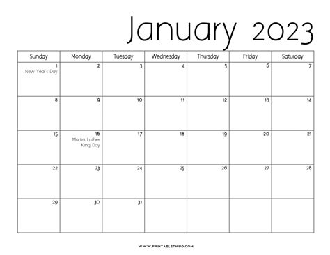 January 2022 Calendar With Us Holidays Calendar Template 2023