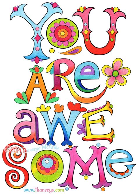 You Are Awesome Coloring Page Art By Thaneeya Mcardle Flickr