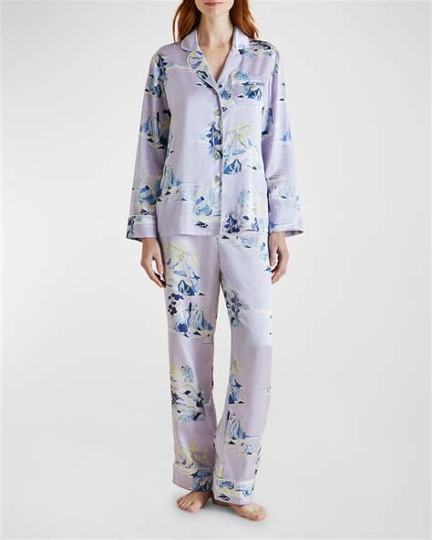 Olivia Von Halle Lila Printed Silk Pajama Set Verandah Editorialist