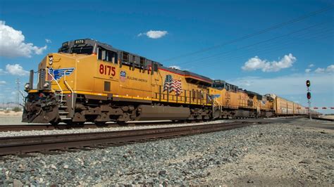 High Speed Union Pacific Trains Across The Sunset Route In California