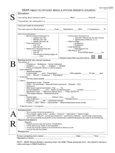 Sbar Template Fill Online Printable Fillable Blank With Regard To