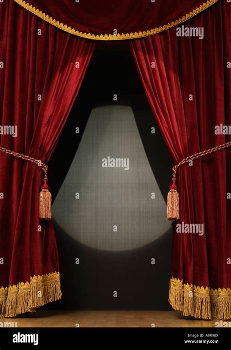 Spotlight On Open Stage Curtains Stock Photo Alamy