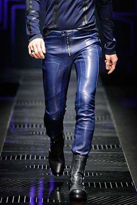 Men S Fashion Solid Color Slim Fit Leather Pants 39 52 Mens Leather